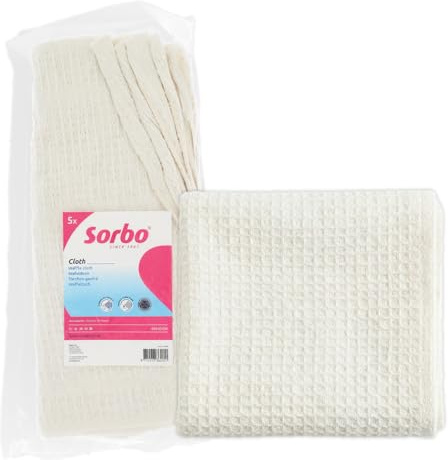 Sorbo Waffeltuch – Saugfähige, fusselfreie Küchentücher mit Waffelstruktur, Reinigungstuch für Küche und Arbeitsplatte, wiederverwendbar sowie waschmaschinengeeignet, 5 Stück