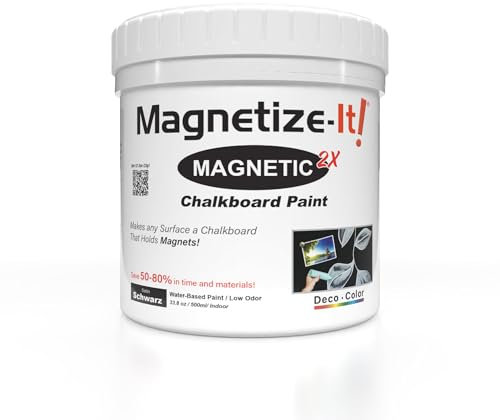 Magnetize-It! Peinture magnétique murale/pour tableau noir (à base d'eau) - NOIR - | 0,5L | 500ml | Deco Color Extra adhérence, haut pouvoir couvrant et durable, peinture d'intérieur polyvalente