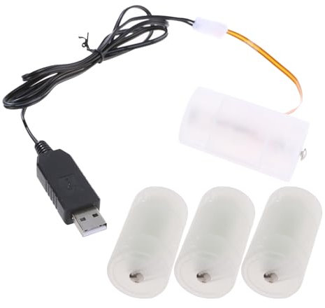 Morain Eliminadores de batería USB LR20 D de repuesto de 5 V a 6 V, convertidores de fuente de alimentación, 4 conectores LR20 D de 1,5 V