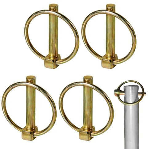 Lot De 4 Goupilles Clips,Goupilles De Sécurité Rabattables,Multifonction Goupille Ressort,Boulons Sécurité Galvanisés Jaunes Avec,Convient Aux Tracteurs Extérieurs Faucheuses Véhicules Agricoles 6.0MM