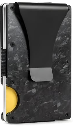 AtEaze Minimalistische Geldbörse | Slim Wallet Kartenhalter mit Geldklammer | Kartenetui aus Aluminium (Carbon Black)