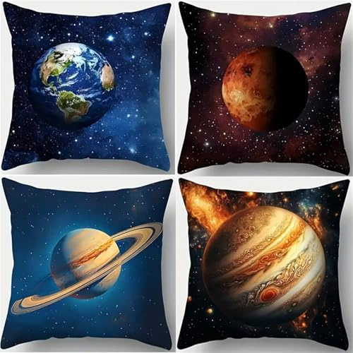 Lituor Universum Kissenbezug 30x30 cm 4er Set Kissenhülle Samt Sofakissenbezüge Moderne Landschaft Dekokissen für Sofa Schlafzimmer Couch Outdoor Kissenbezüge