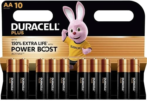 10X Duracell AA Plus Power Boost Fino al 150% di Durata Extra (1 Blister Da 10 Batterie) 10 Pile Stilo (LR6/MN1500)