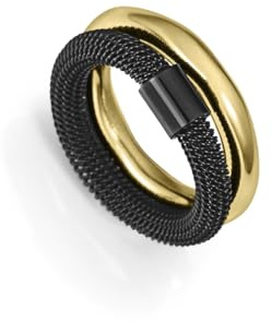 Viceroy Anillo Fashion Doble Mujer Acero Bicolor Dorado y Negro Talla 16 Ref. 14347A01610