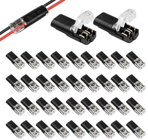 40Pcs Connettori 2 poli, Connettore Impermeabili, 18-22 AWG, Connettori Rapidi per Fili Elettrici per illuminazione a LED, elettronica automobilistica, sistemi audio