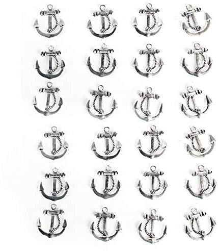 Anker Streudeko, 24 Stück: Mini Anker aus Metall, Maritime Deko, Tischdeko Flach, Dekoration Badezimmer Maritim, Maritimdeko Bad & Wohnzimmer, Sommer, Strand & Meer, Mit Öse, Baddeko Klein, 2,5 cm