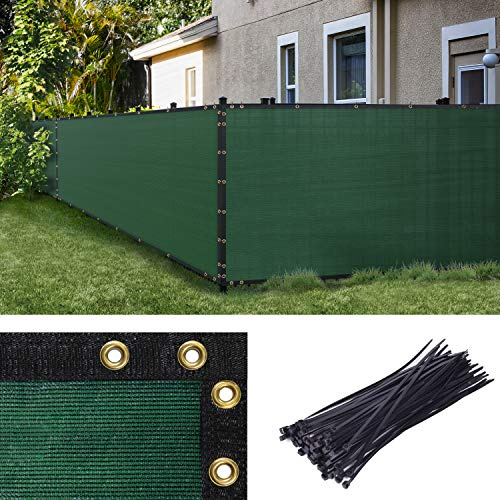 Amgo Green 4' x 50' Fence Privacy Screen, Commercial Standard Heavy Duty Windscreen with Bindings & Grommets, 90% Blockage, Cable Zip Ties Included (We Make Custom Size)