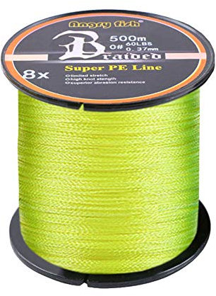 LSHEL Geflochtene Angelschnur 8fach 500m PE Super Starke Geflochtene Schnüre, Gelb, 0.6# 0.12mm/6.8kg/15lb