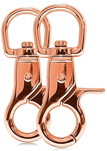 Ganzoo mousquetons x2 en Acier allié Inoxydable, tête pivotante 360° Anti-Torsion avec Articulation soudée, Longueur 60 mm, pour Laisse/Collier de Chien, paracorde 550, Porte-clés, Or Rose