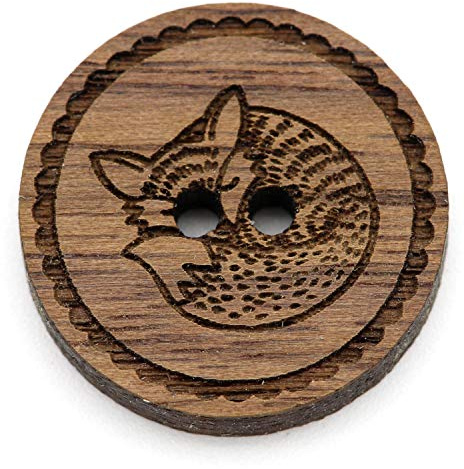 NaturSchatulle Holzknöpfe Gravur Motiv Fuchs 12-30mm I 25 Stück Nussbaum 2 Loch Knöpfe Holz DIY Basteln Nähen Schmuckherstellung Annähen Rund 15mm