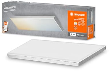 LEDVANCE Smarte LED Deckenleuchte, Panel für Innen mit WiFi Technologie, Lichtfarbe änderbar (3000K-6500K), 400mm x 100mm, Kompatibel mit Google und Alexa Voice Control, SMART+ WIFI PLANON FRAMELESS