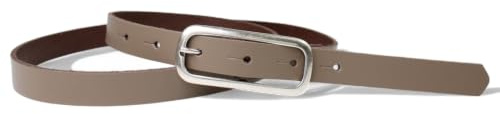 FRONHOFER Damengürtel Leder 2 cm schmal, silberne Dornschnalle | Bundweite 85-120 cm, Schnalle 7 x 3 cm echt versilbert, flacher Zuschnitt, Made in Germany
