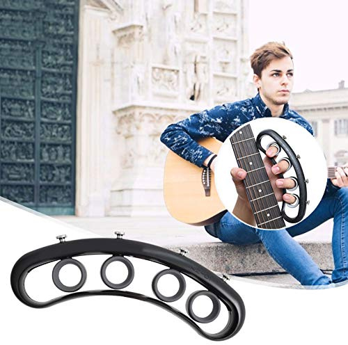 banapoy Finger Expander, Schwarz, Finger Extender für Gitarrenlernen, Klavierlernen, Saxophonlernen, Ukulelenlernen, Ballsportler, einstellbarer Schleifenabstand, Metall + Kunststoff
