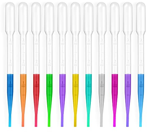 Annhua 100 Pcs 3ml Plastic Transfer Pipettes, Disposable Dropper Pipettes | PE plastic, flexible & transparent, 3ml fine tip, with scale marks, for lab/perfume/craft/art use