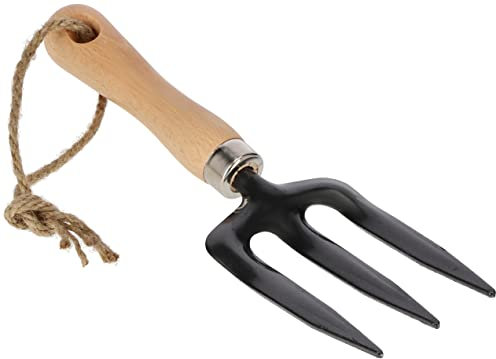 KOTARBAU® Mini Gartengabel mit 3 Zinken für Umpflanzen von Blumen 28 cm Profilierter Stiel