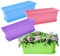BSTMOME 4 Pack Rectangular Window Flower Pots Plastic Vegetable Planters, Flower Planter Garden Pots with Tray for Windowsill Patio Garden Home Décor Porch Balcony - 4 Colors