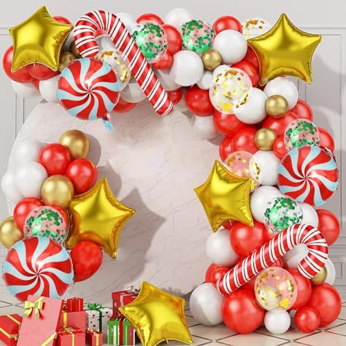 Hillylolly Guirlande de Ballons de Noël - 108 Pièces, Latex et Film d'Aluminium, Décoration de Fête