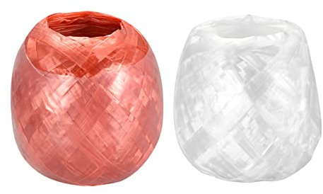 sourcing map Poliéster Nylon Plástico Cuerda Cordel Doméstico Atado para Embalaje Jardinería Artesanía, 50m Longitud, Rojo, Blanco Paquete de 2