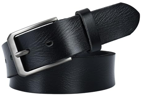 CALIYO Gürtel Herren, Ledergürtel Herren aus Rindsleder Belt Men Metall Retro Jeansgürtel, 3.8cm Breit Länge kürzbar Herrengürtel