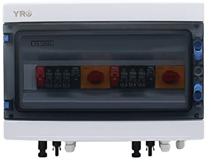 Treesunshine Solar PV Anschlusskasten Photovoltaik, Anschlusskasten IP65 wasserdicht, Überspannungsschutz Blitzschutz Leistungsschalter, für Off Grid System und Solar Panel Kit (2 rein 2 raus)