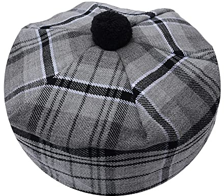 HAAUR skotsk tammy hatt traditionell Kilt Tam o' Shatner akryl ull platt hätta olika tartaner med pompom en storlek