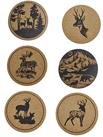 6 stücke Reusable Küche Untersetzer Holz Deer Muster Wärme-Beständig Untersetzer Dekorative Design