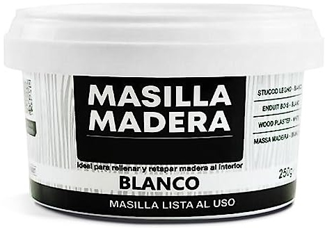 TIENDA EURASIA - Masilla para Madera, Tarrina de 250g, 7 Colores Diferentes, Pasta para Madera, Lista para Usar, para Rellenar y Retapar Madera al Interior (Color Blanco)