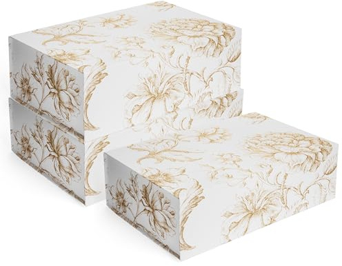 Sorarto Luxus-Geschenkbox mit Magnetdeckel, 3er-Pack, goldfarben, florale dekorative Geschenkboxen für Geschenke, Hochzeitsgeschenke und Andenken, 34,3 x 22,9 x 10,9 cm