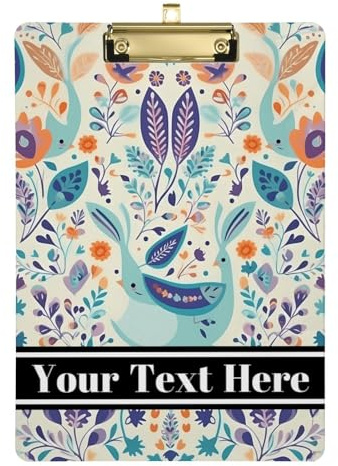 Name Custom clipboard Portfolio in Front Plastic plexiglass clipboard First Year Teacher Must Haves Flowers Grass Birds Azaleas Blue Orange