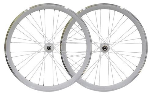 LSRRYD 700C Fixed Gear Fahrrad Laufradsatz V Bremse Aufschraubbarer Freilauf Lose Wulstnaben Vordere Hinterradfelgen 40mm (Color : White, Size : 700C)