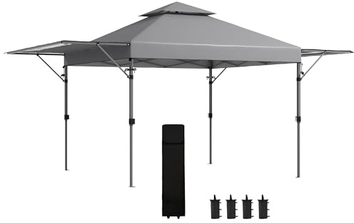 Outsunny Tonnelle Pop-up Jardin Barnum Pliant 5x3m 2 Parois Réglables Gris