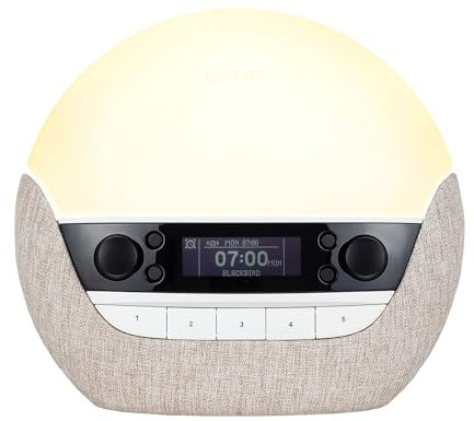 Lumie Bodyclock Luxe 700FM | Wake-Up Licht mit FM-Radio, Bluetooth-Lautsprechern, Sonnenaufgang/Sonnenuntergang Funktionen und Low-Blue Licht für Schlaf
