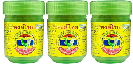 Hong Thai Herb Inhalateur Hongthai Brand Inhalant Traditionnelle composé à base de plantes, Bouteille vert - 3 x 40 g (Lot de 3)