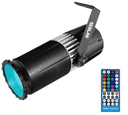 Luce LED Pinspot SENLAN 15 W RGBW 4 in 1 SMD 5050 con telecomando IR (messa a fuoco manuale), RS-33
