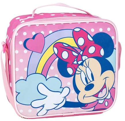 Portamerienda Termico di Minnie Mouse - Colore Rosa - 21,5 x 8,5 x 19 cm - Realizzato in Poliestere - Zaino Piccolo con Chiusura a Cerniera e Maniglia Regolabile - Prodotto Originale Progettato in