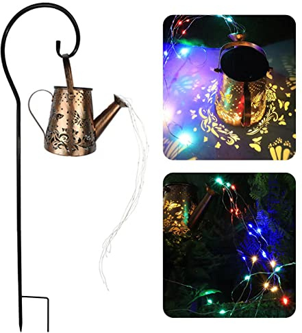 Lot de 2 arrosoirs solaires | Arrosoir solaire avec lumières en cascade | Lampes solaires en forme de papillon pour arrosoir de jardin