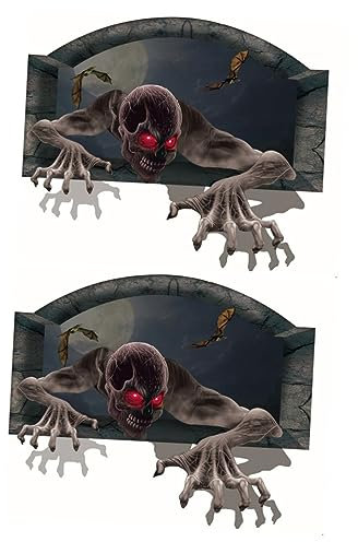 Uonlytech 2st Kunstaufkleber Gruselige Aufkleber 3d Wandtattoos 3d-halloween-wandtattoos Halloween-fenster Haftet Fensteraufkleber Skelett Wandaufkleber Zombie-wandtattoos Wandgemälde