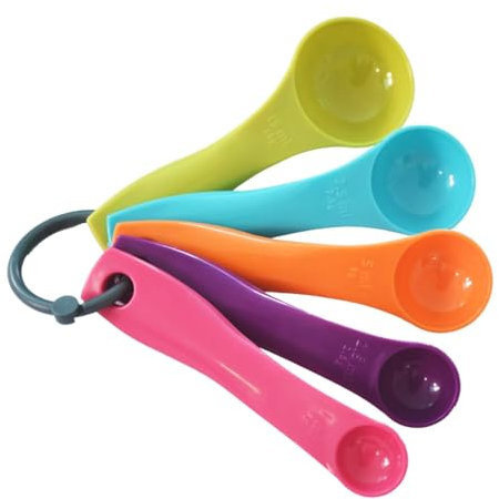 EIHI Fünfteiliges Messlöffel-Set 5 tlg. in 5 Farben Maßlöffel Messbecher Kunststoff Bunte Dosierlöffel Kochen Backen Dosieren Dosierhilfe, 5 Stück