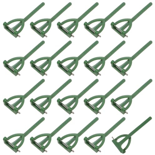 M METERXITY 20-Pack Boutonnieres Safety Pins, Plastic Triangle Corsage Pin Buttonhole Flowers Pins for Wedding/Bridegroom Brooch/Party, T Shape Safety Clips Holder [6.5cm, Green]