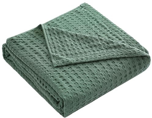 Mllepjdh Leichte Waffelpiqué-Baumwolldecke, 150 x 200 cm, kühlende Baumwoll-Waffeln, kühlende Schlafdecke, Bettüberwurf, Zubehör