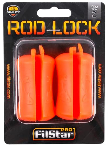 PRO Filstar Angelruten Schutz Befestigung 2 STK - Rutenschutz Angeln | Rutenhalter - Fishing Rod Lock Accessories - Gummi Kugel - Angelrutenhalter - Angelwerkzeug - Orange Farben Angel Zubehör