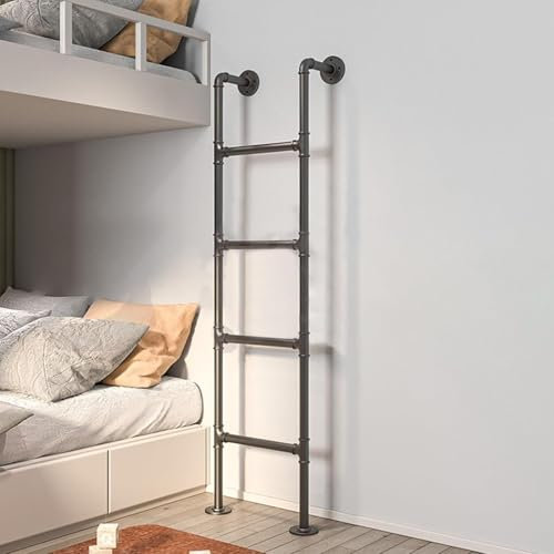 Escalera de metal para litera de 190 cm, escalera de escape de incendios, sótano, entrada, altillo y ático