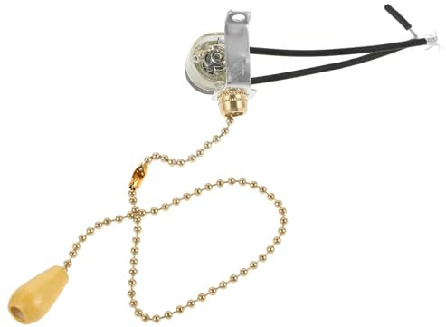 KITANDOVE Lichtschalter Lampenschalter Lichtzugschalter Badezimmerschalter-Zugschnur Pull-Chain-Schalter Elektrischer Schalter Lampenersatzschalterteil Kettenschalter für Licht Holz Golden