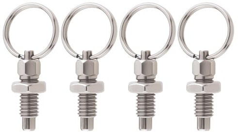 EMSea Lot de 4 Pistons à Ressort avec Anneau Traction M6 Goupille à Dégagement Rapide en Acier Inoxydable Type Non Verrouillable Piston à Ressort Rétractable à La Main pour équipement Industriel