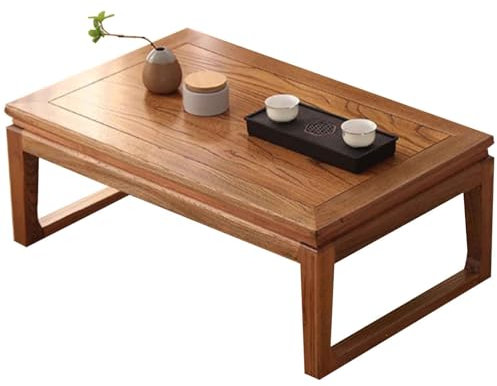 Table basse multifonction en bois d'orme style chinois pour balcon ou fenêtre dérivante Couleur noyer 2 modèles disponibles