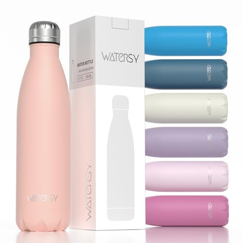WATERSY Trinkflasche 500 ml Edelstahl, Thermosflasche Sport Kinder, BPA-Frei Wasserflasche Edelstahl Metall Auslaufsicher Isolierflasche Fahrrad Trinkflasche Stainless Steel Water Bottle