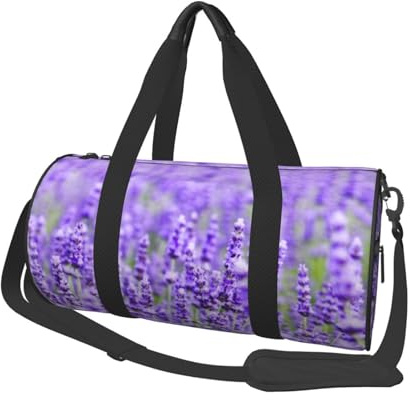 Runde Seesack aus Segeltuch, mit Lavendelmuster, wasserdicht und reißfest, faltbare Wochenend-Reisetasche
