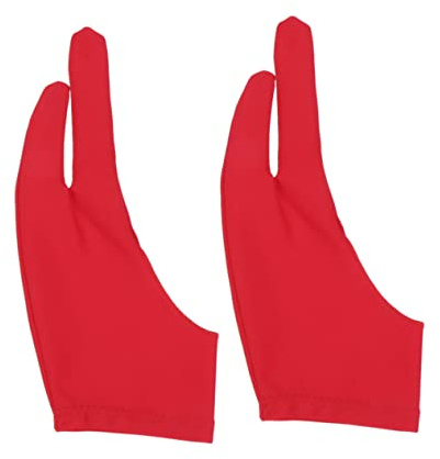 KAILIKETIY Two Finger Drawing Gloves 2pcs, Artist Sketch Gloves Scarlet S, Curved Finger Design for Art and Digital Tablet Use, Anti-Smudge Protective Handwear for Creative Professionals