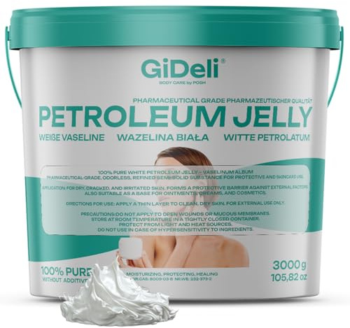 Vaselina bianca 3 kg per la cura della pelle naturale, trasparente, idratante, per pelli sensibili e per la cura di tatuaggi e piercing