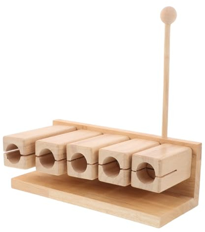 Holzschlaginstrument Musikinstrument mit Fünf Tönen für Kinder | Ergonomische Form, Natürlicher Klang, Leichtes Design, Inklusive Schlägel, für Vorschule, Yoga und Meditation